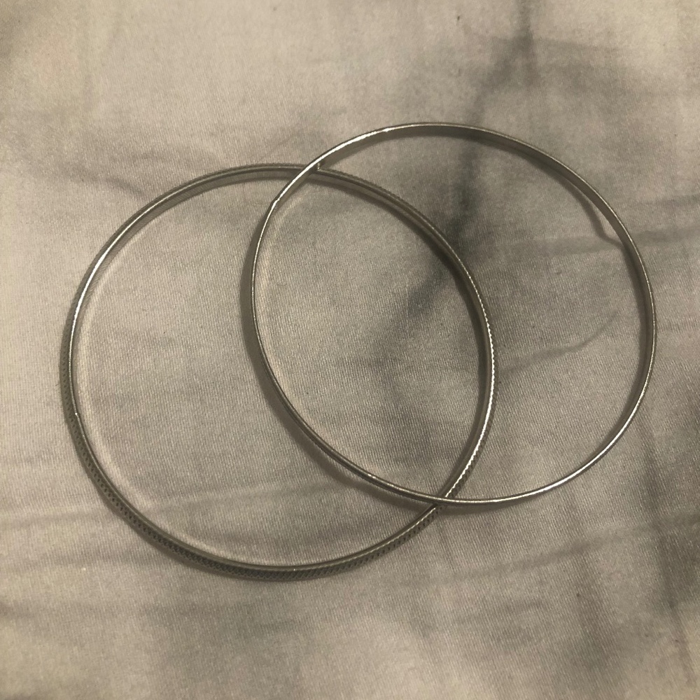 Two Simple Silver Bangles/Bracelets - image 1